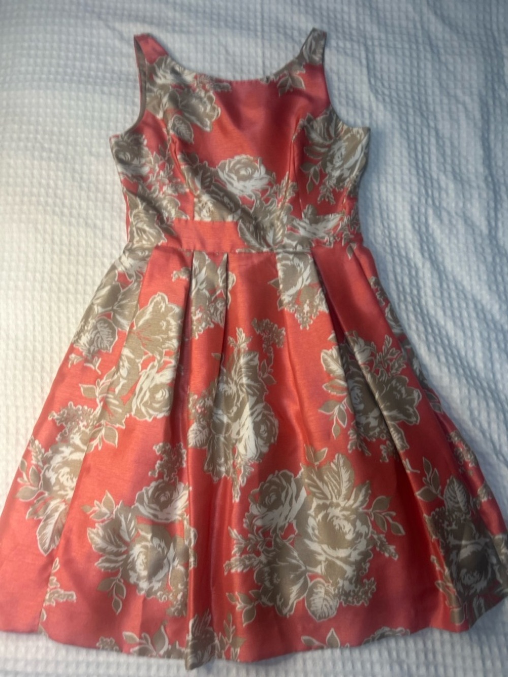 Jessica Howard Coral and Beige Floral Fit & Flare Dress